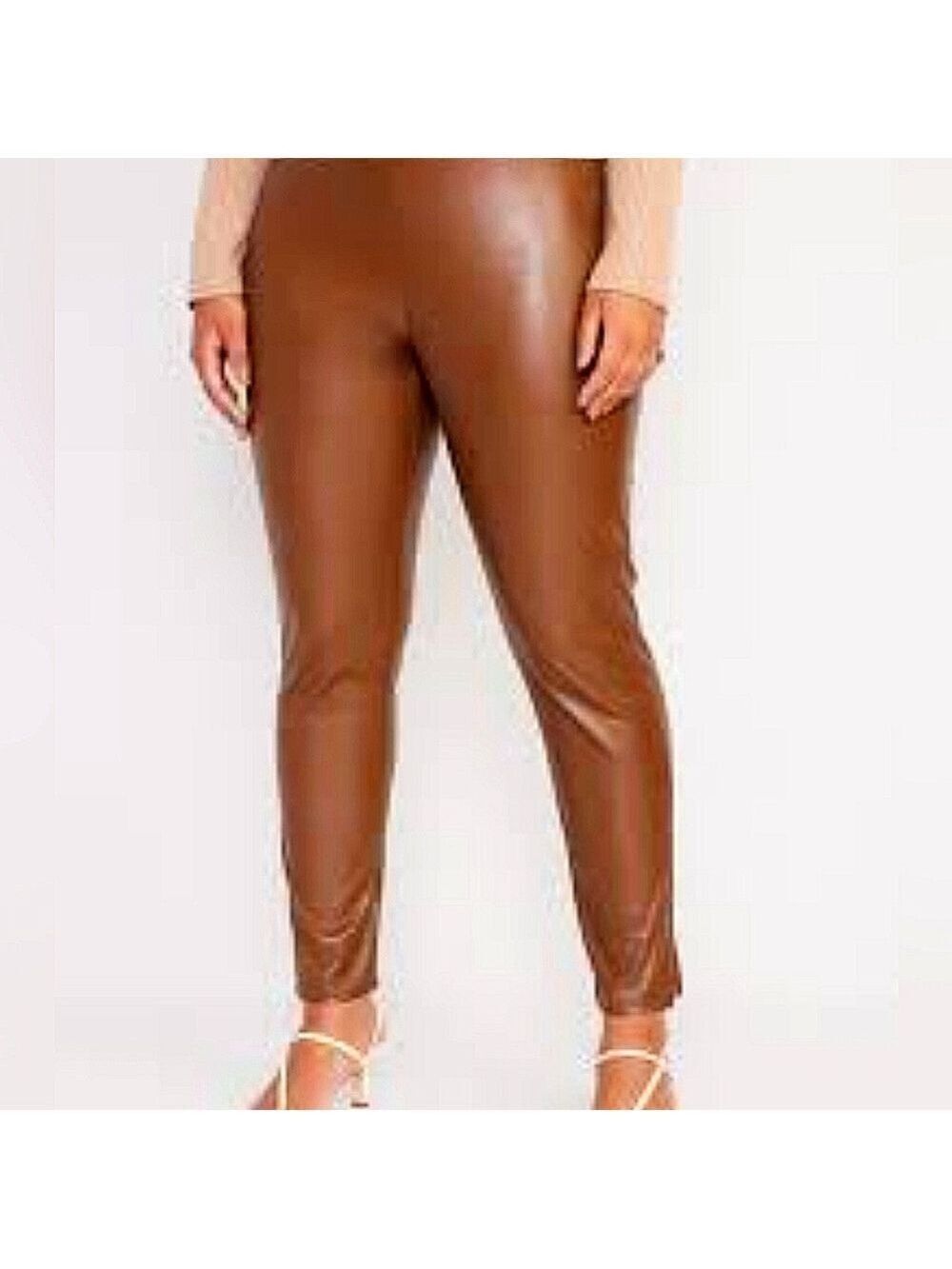 OLD NAVY Extra High Waisted Brown Faux Leather Pants Size 20